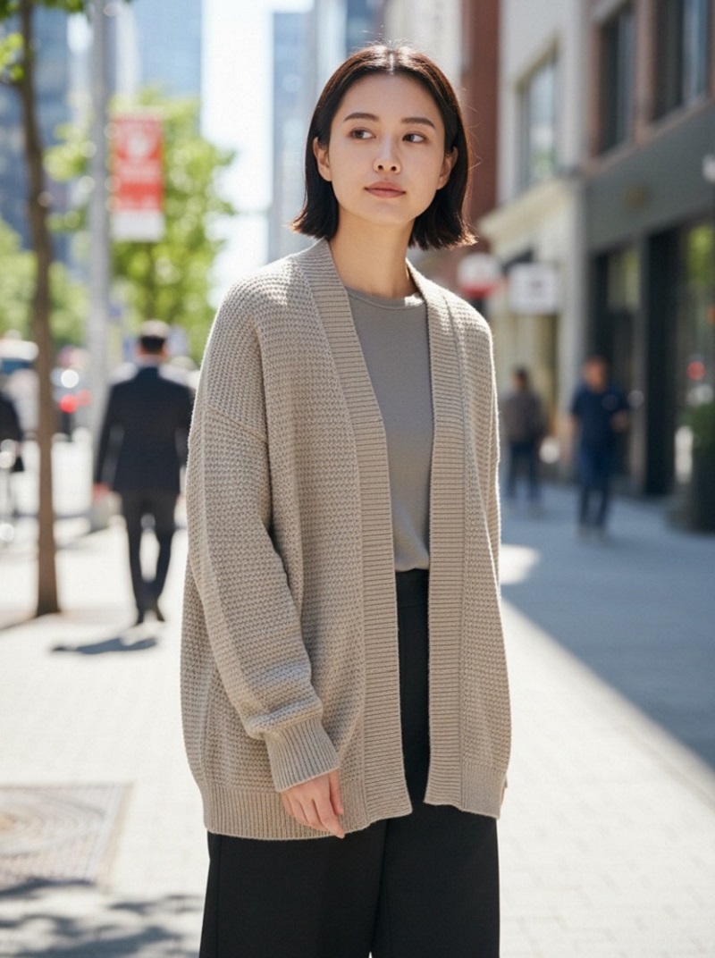 日系針織開衫女長袖寬鬆外搭短款毛衣外套