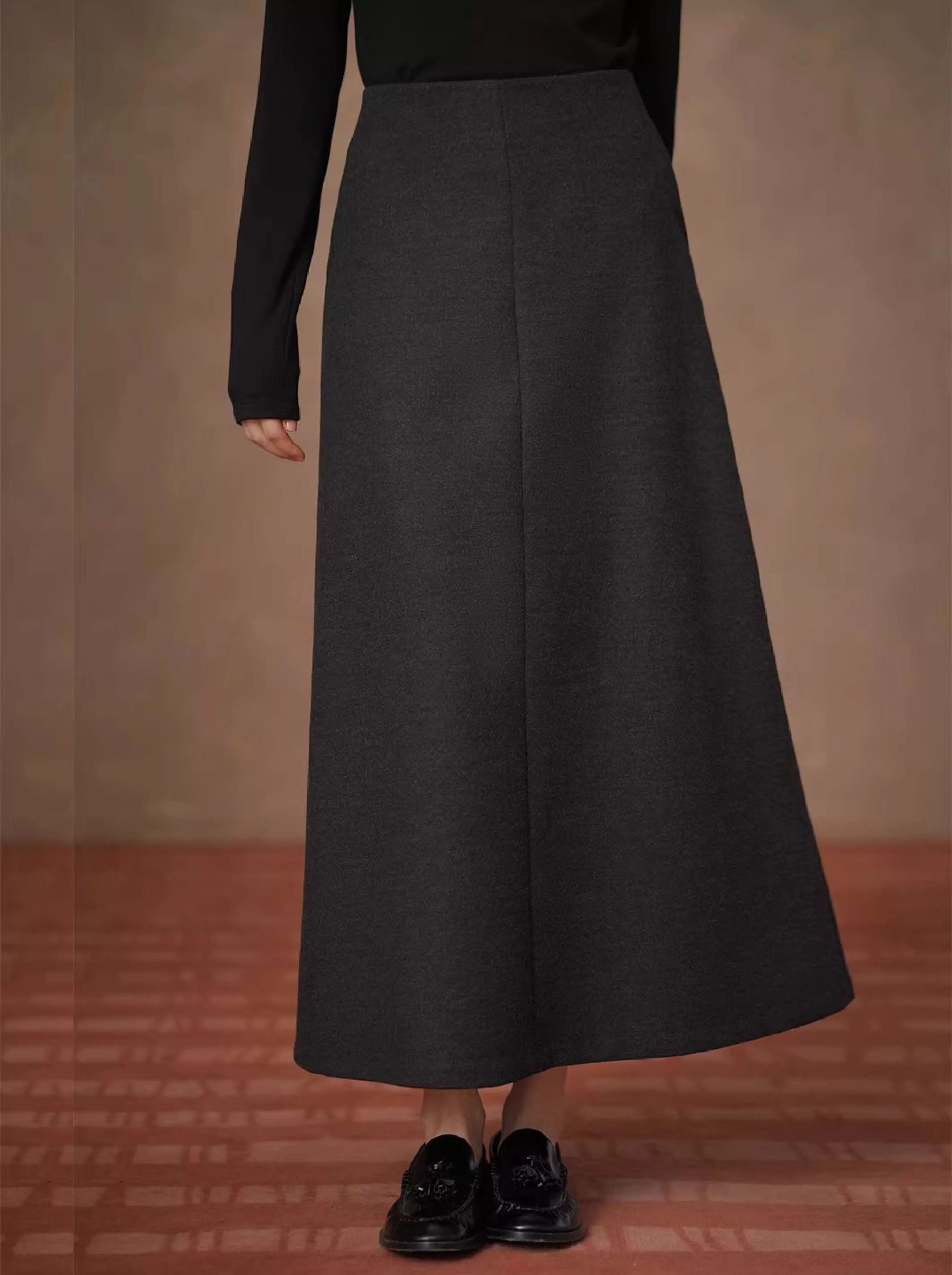 本命傘裙超遮肉連腰設計A字長通勤氣質顯瘦呢料半身裙