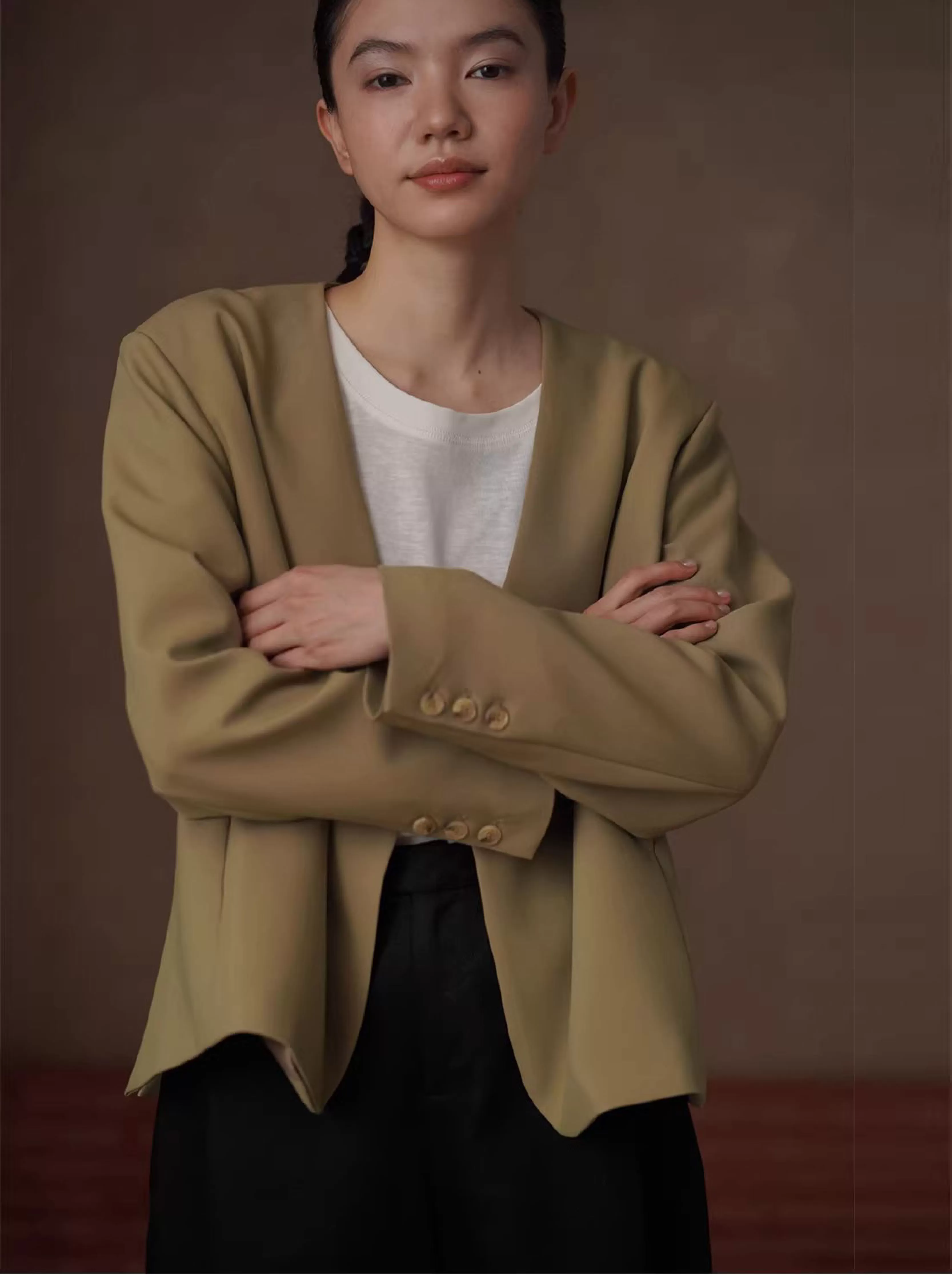 高階雅痞配色西裝ju顯白廓形寬鬆顯瘦不挑人通勤外套女