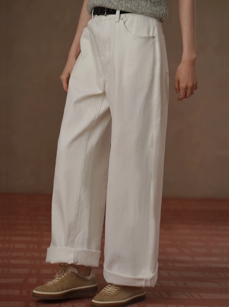 實穿選手超柔紗專業布料高腰顯瘦直筒寬長牛仔褲