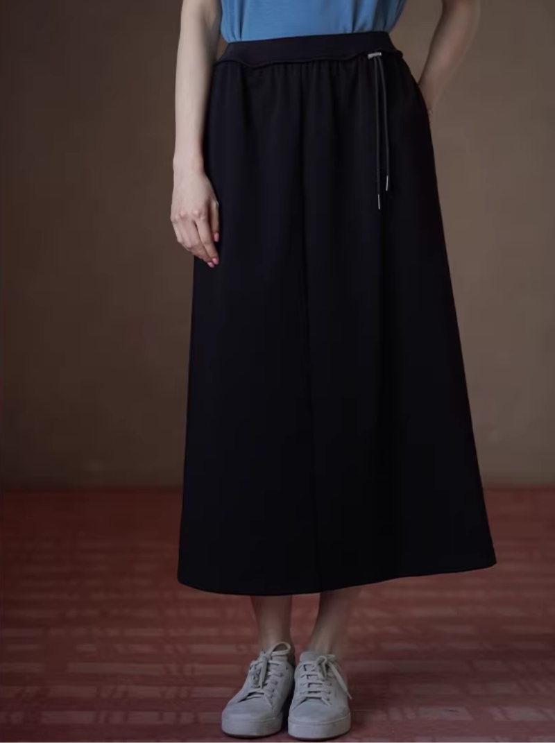 高智運動感衛衣料半身裙高腰可調式抽繩顯瘦直筒裙女