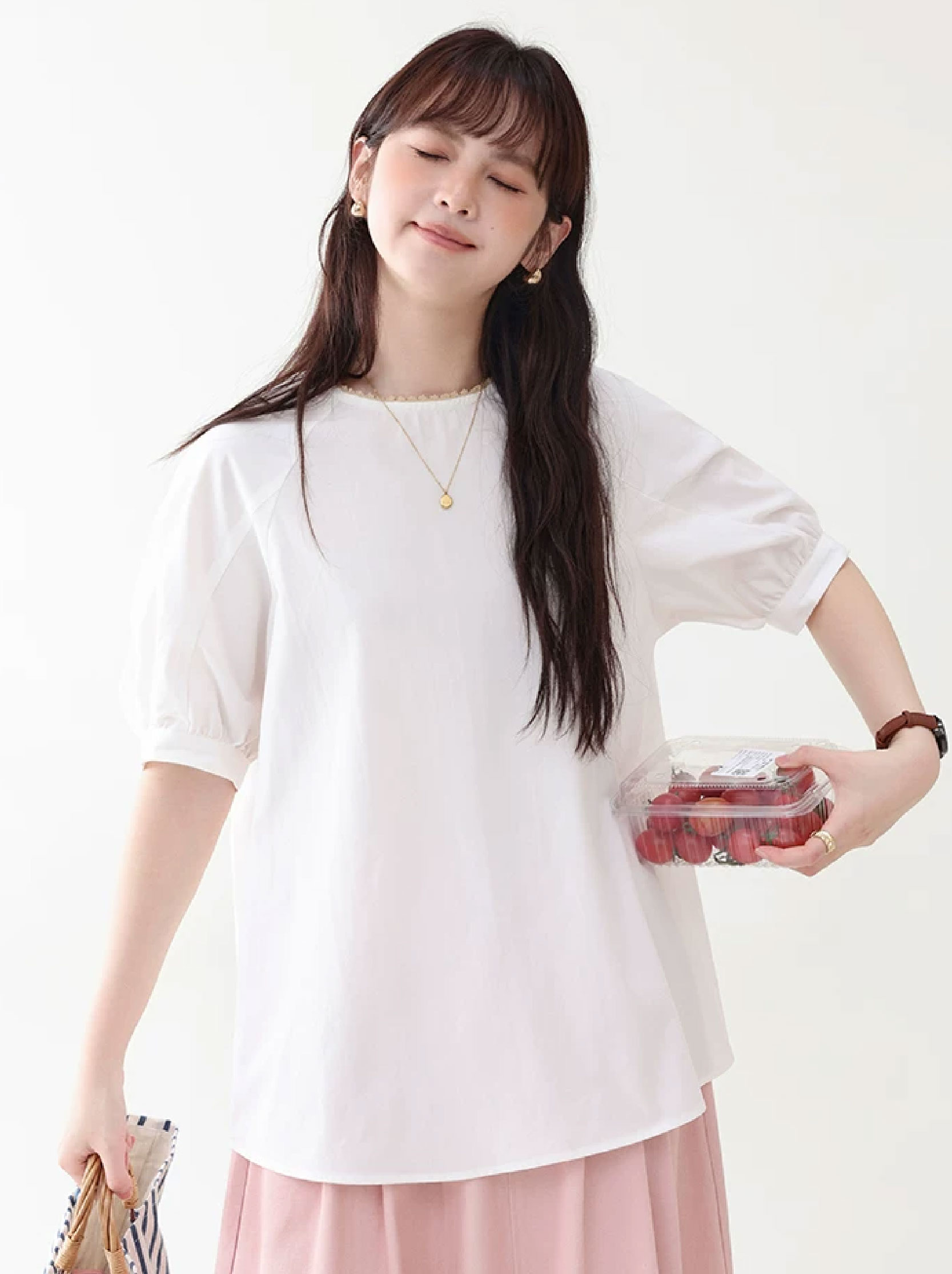 花邊領後排扣純棉襯衫女夏季新款設計感短袖上衣