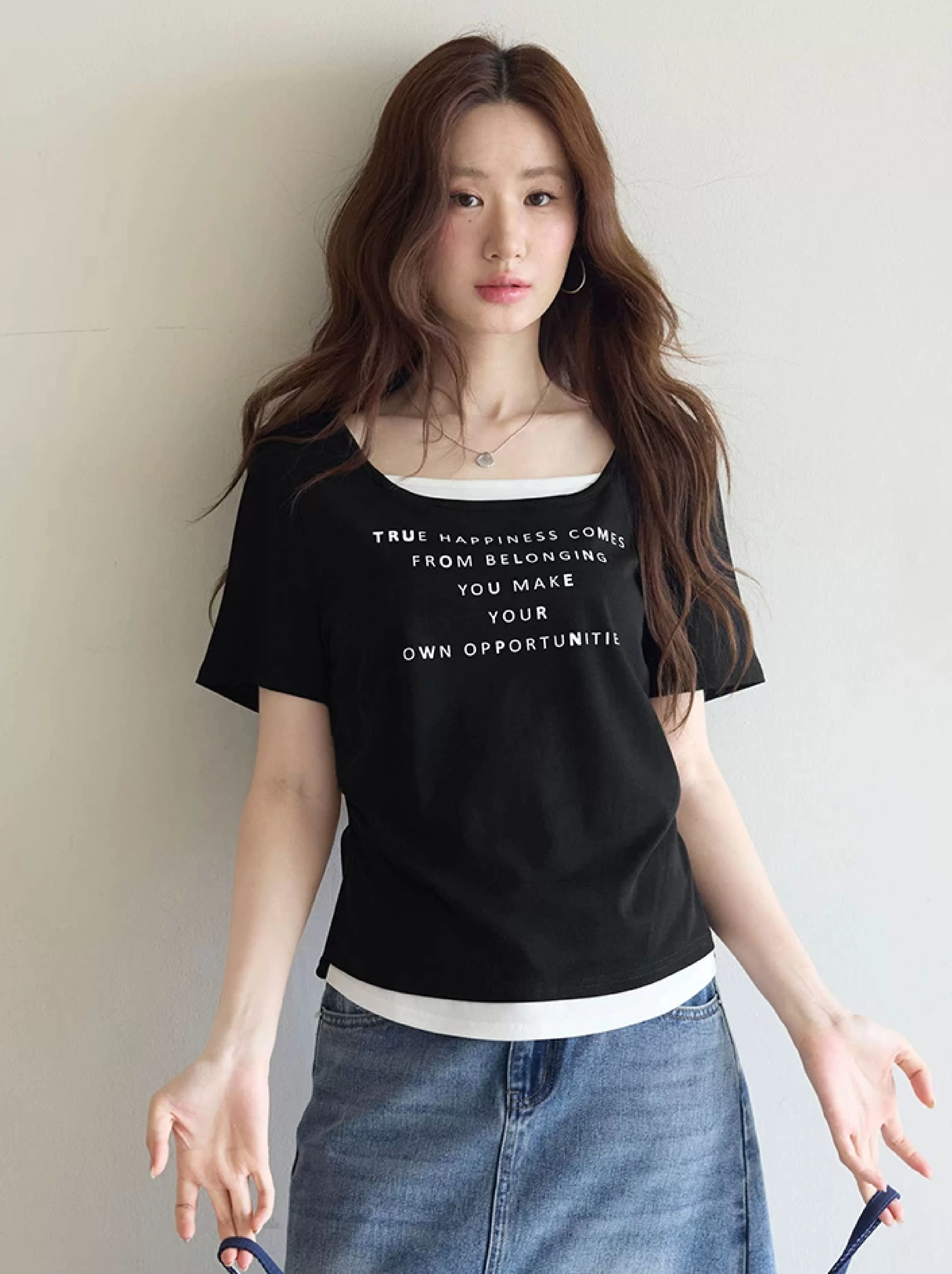 愛薔薇大尺碼胖mm假兩件短袖T恤夏裝女新款上衣