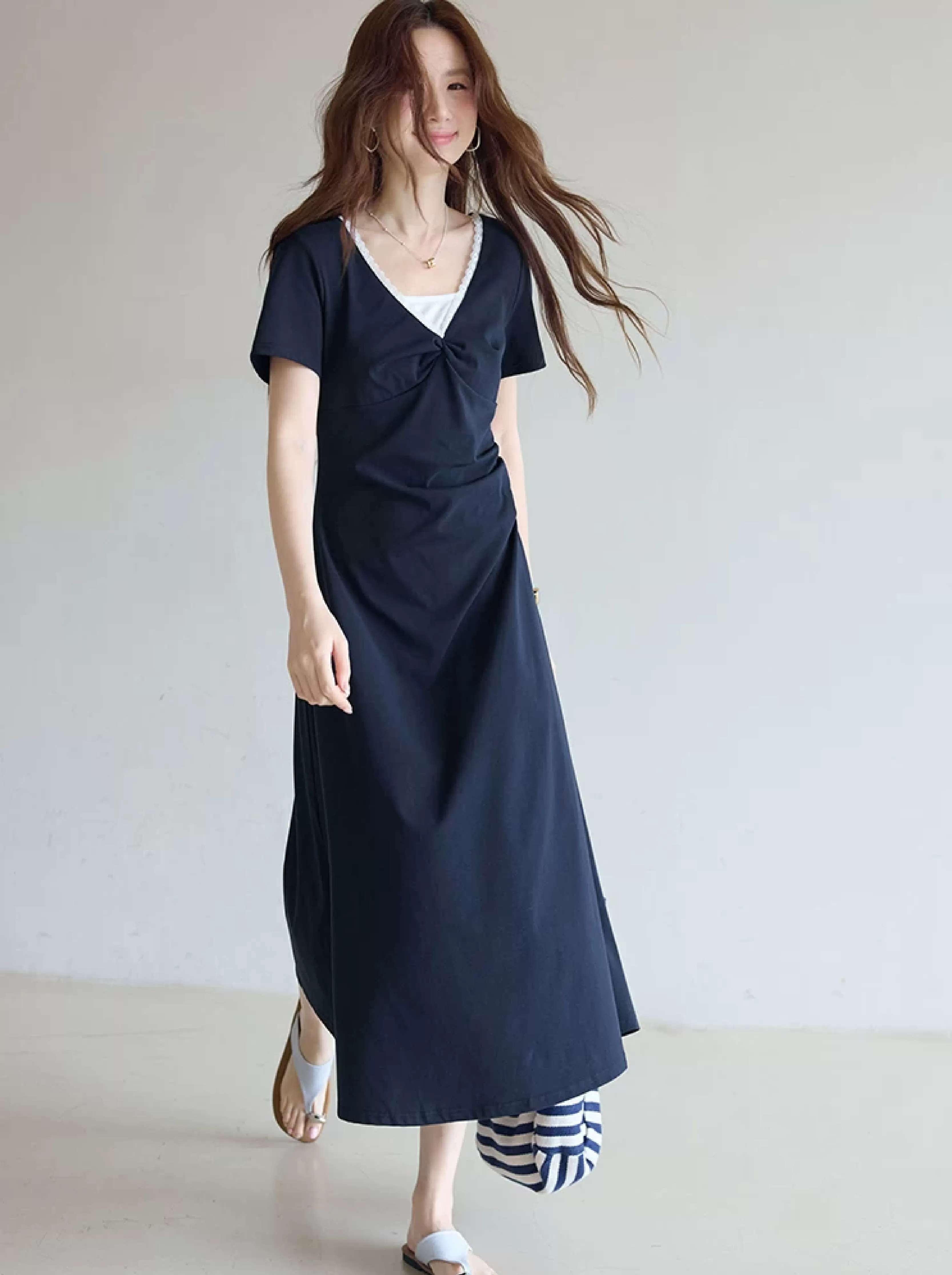 大尺碼假兩件短袖2026巨好看洋裝女長裙氣質高級感夏日裙子