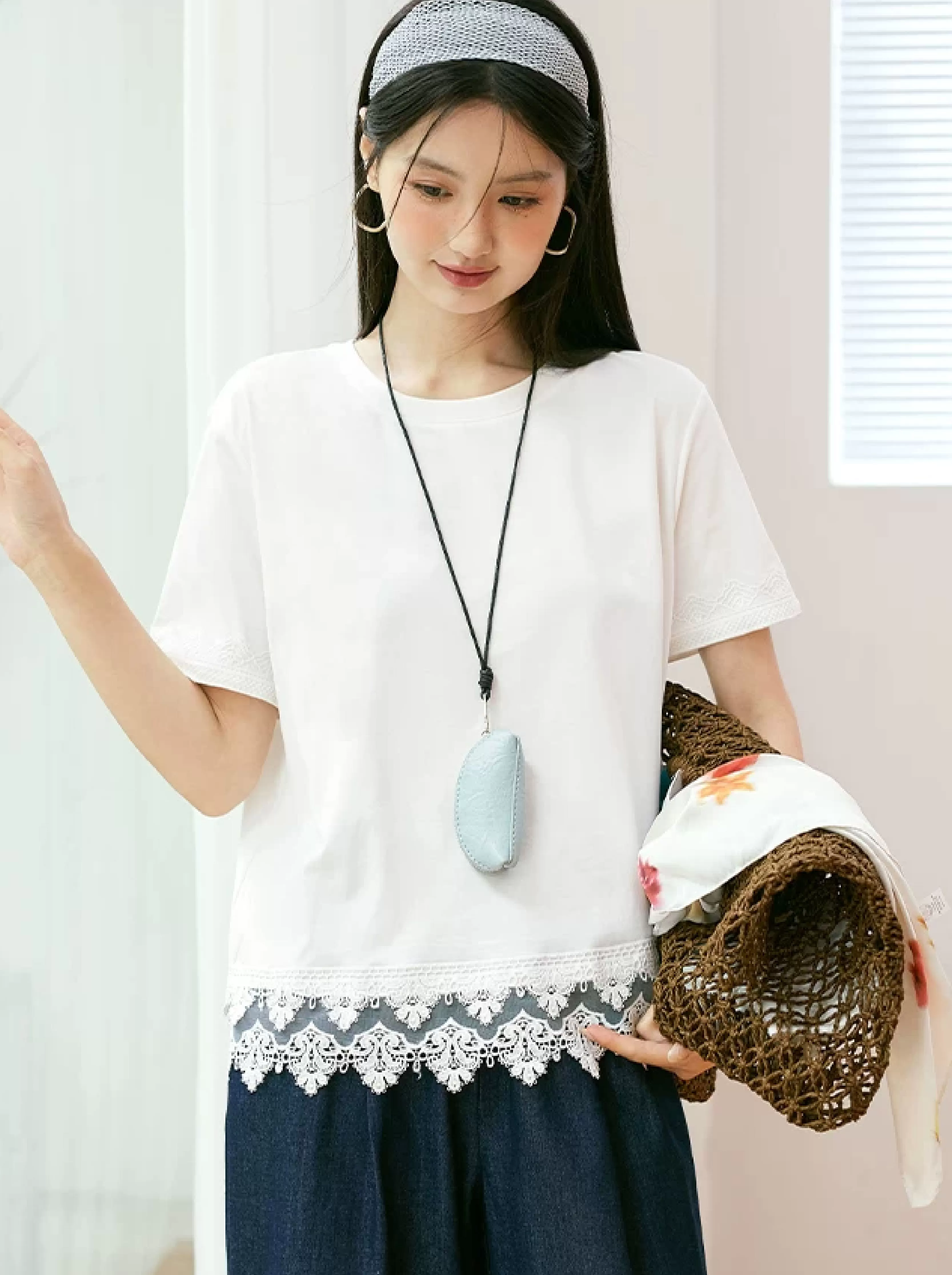 大尺碼女裝胖mm白色短袖T恤女2026新款夏季穿搭蕾絲蕾絲上衣