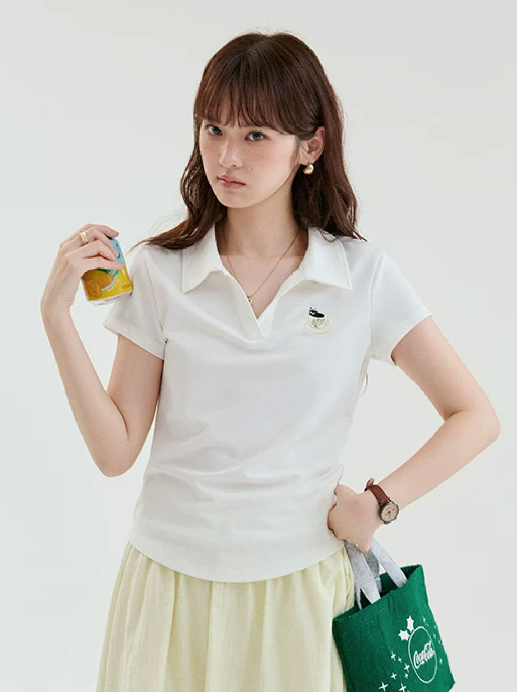茶杯貓繡花短款麻感T恤女夏新款韓系短袖上衣
