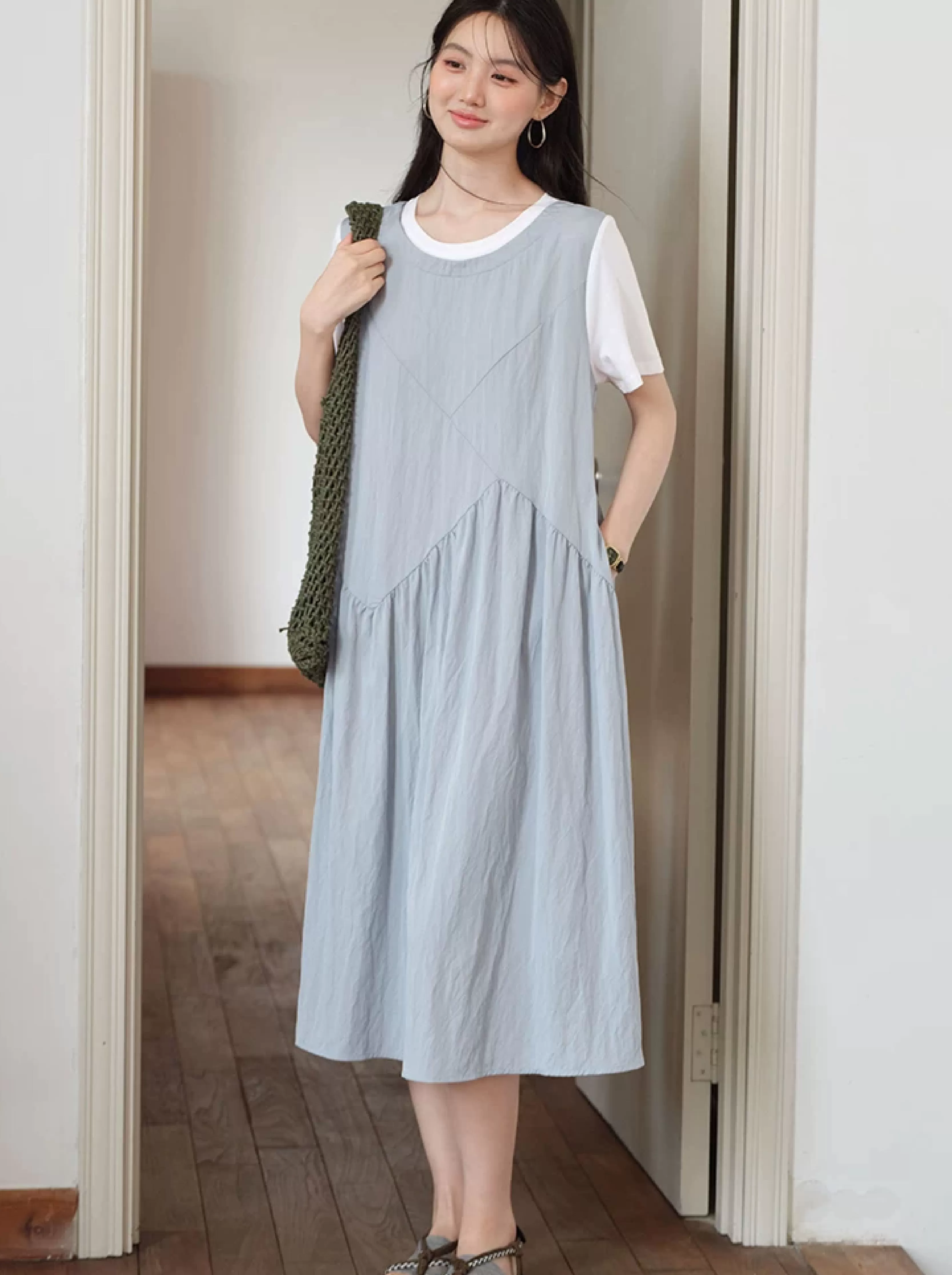 假兩件短袖小眾不撞洋裝女夏2026新款胖mm大尺碼絕美裙子