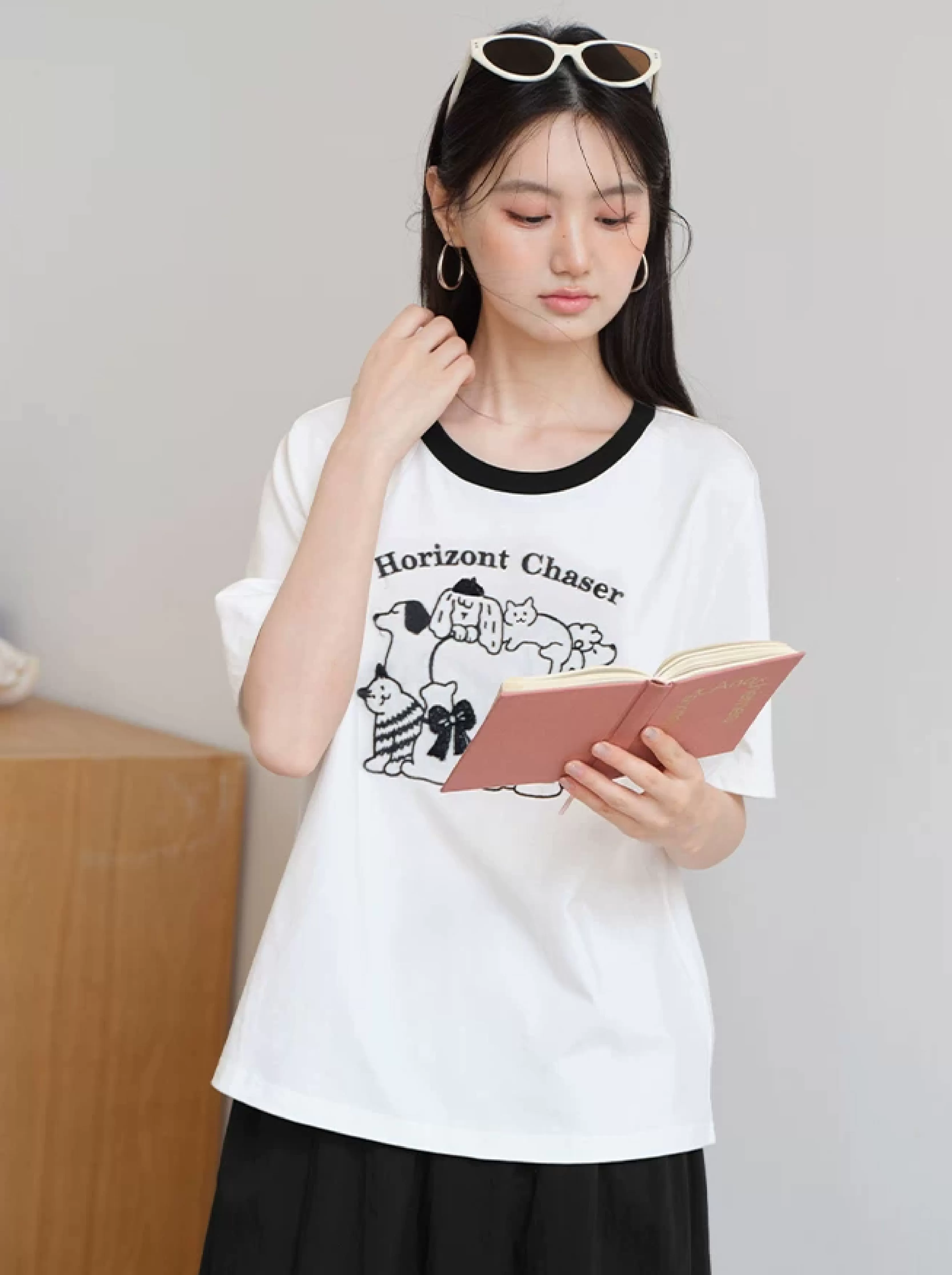 大尺碼刺繡短袖動物圖案T恤女夏2026新款微胖巨好看白色上衣