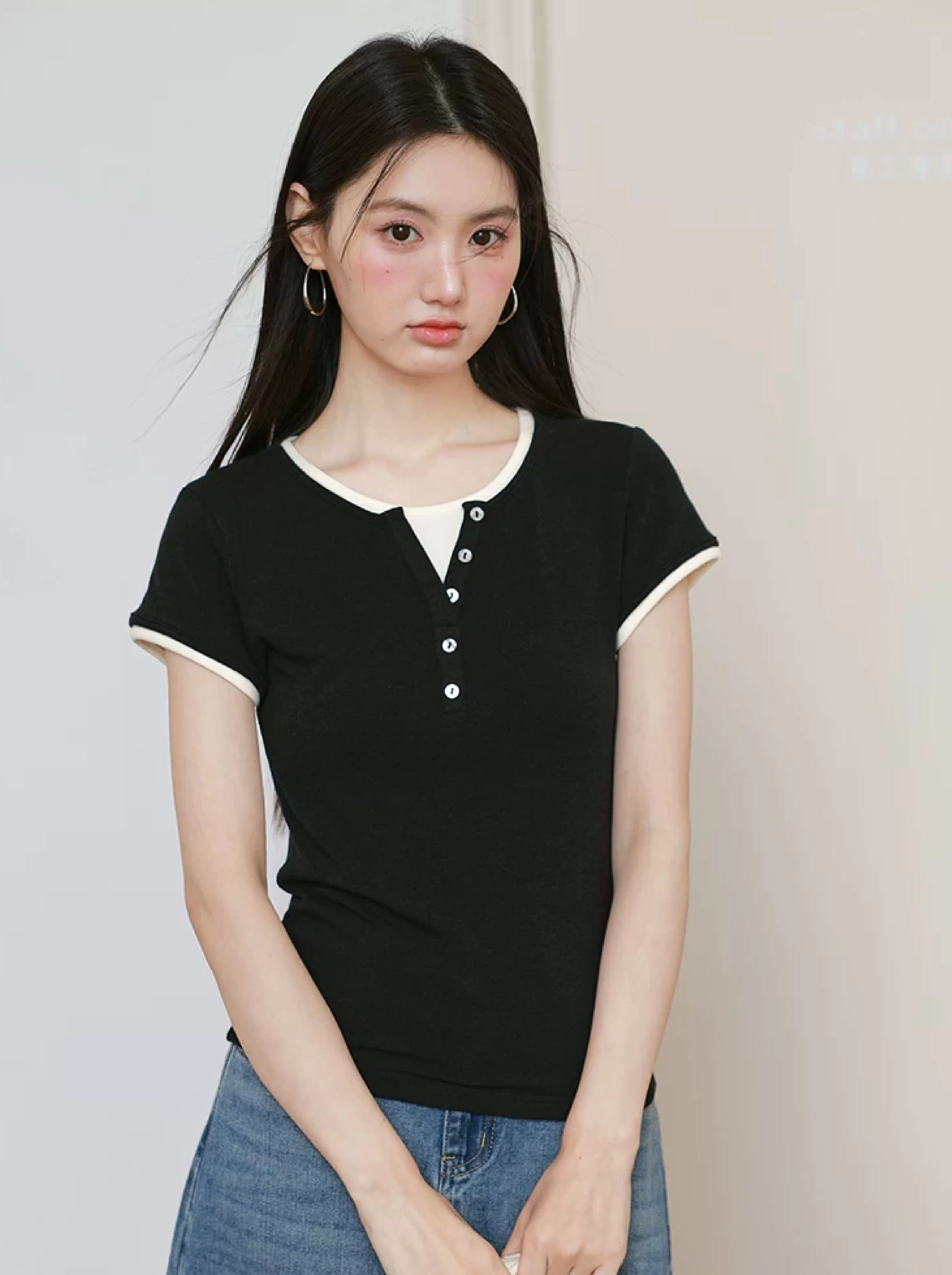 大尺碼撞色假兩件短袖T恤女2026新款巨好看的上衣不撞款夏裝