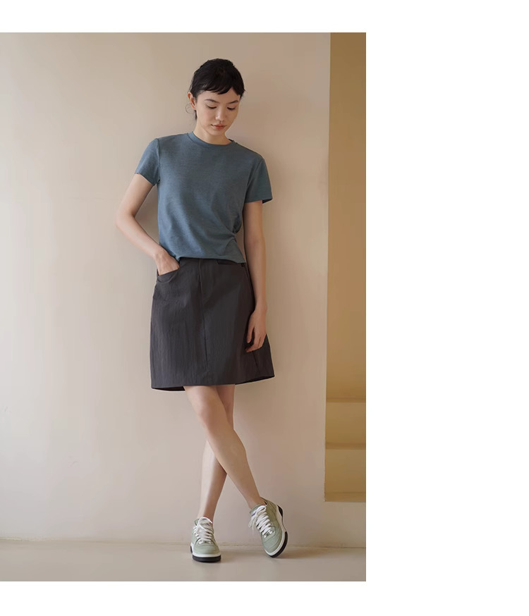 戶外感山系挺括裙子A字輪廓小個子高腰顯瘦遮肉半身裙女