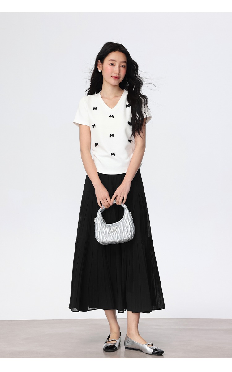 大尺碼高腰紫色半身裙女夏寬鬆雪紡裙氣質百褶裙長款