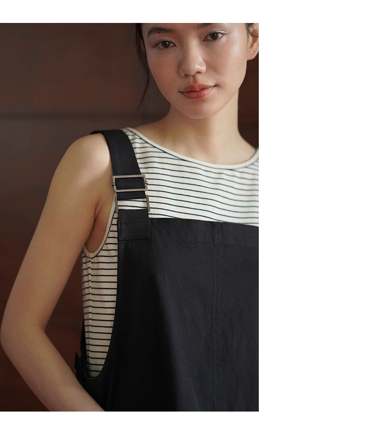 跳蚤市場工裝背帶裙休閒棉感A字寬鬆遮肉疊穿減齡裙女