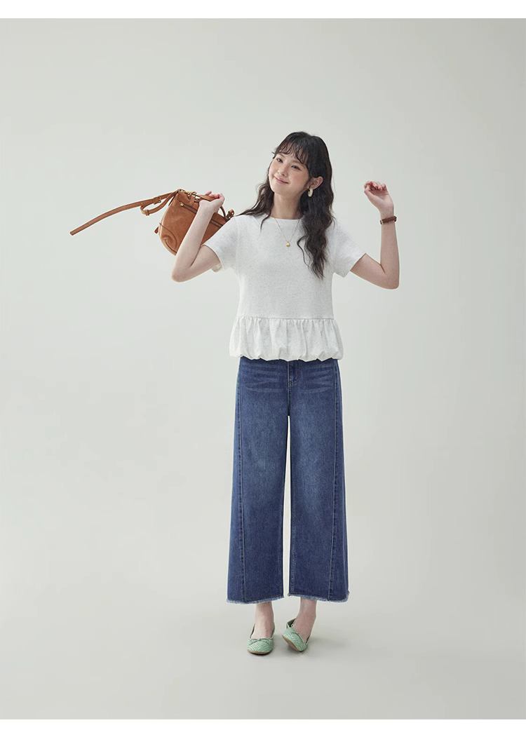 彩點花苞下擺短袖T恤女夏季新款設計感上衣