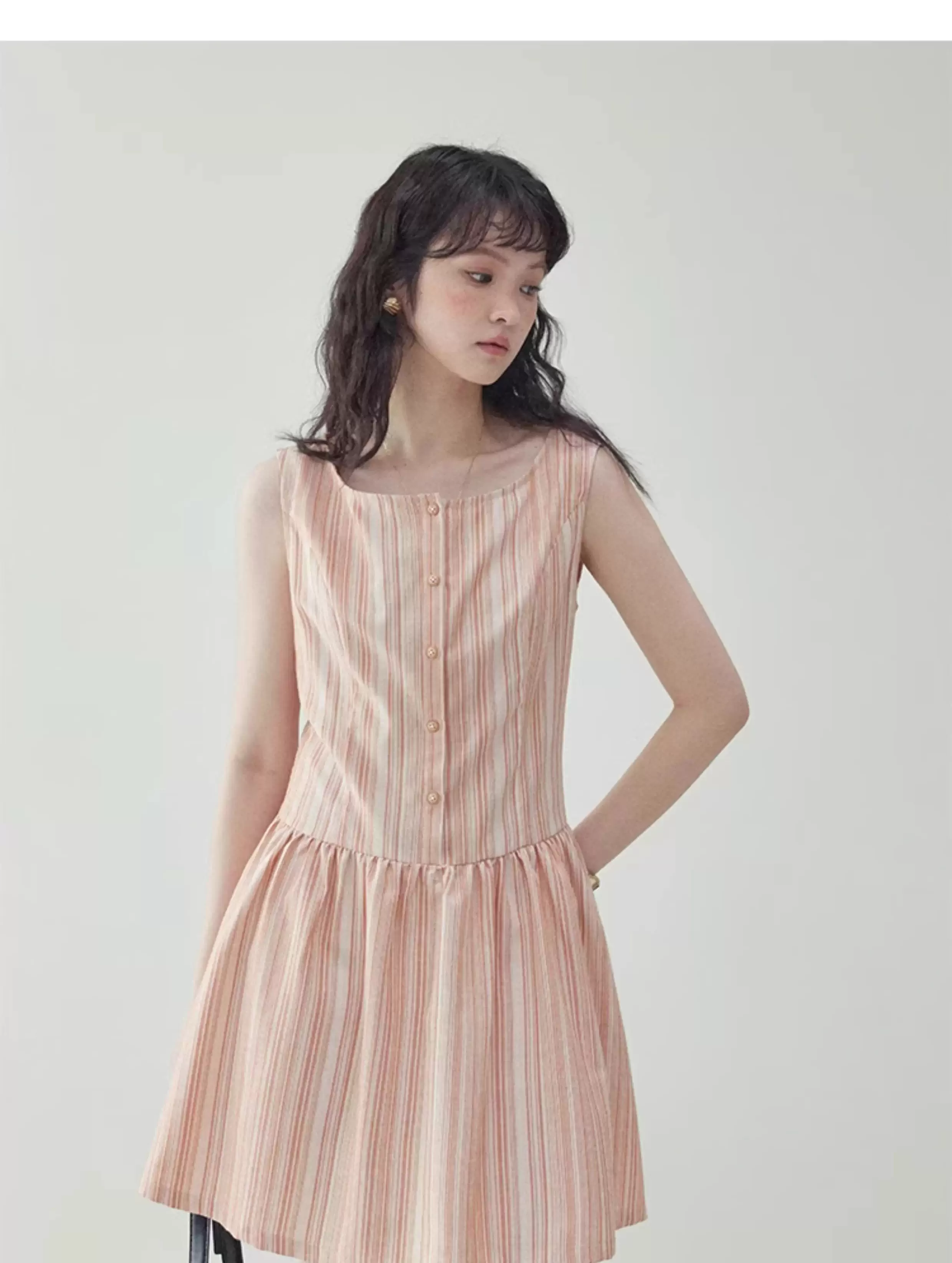 甜美圖案無袖背心洋裝女夏季新款顯瘦a字短裙