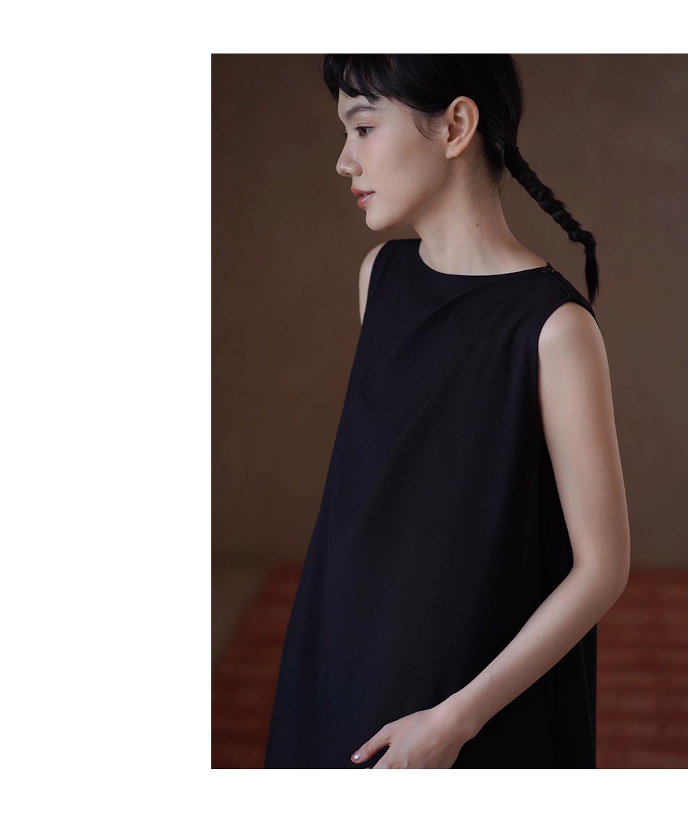 新爵會議不對稱扭褶肩洋裝寬鬆通勤垂墜顯瘦洋裝女