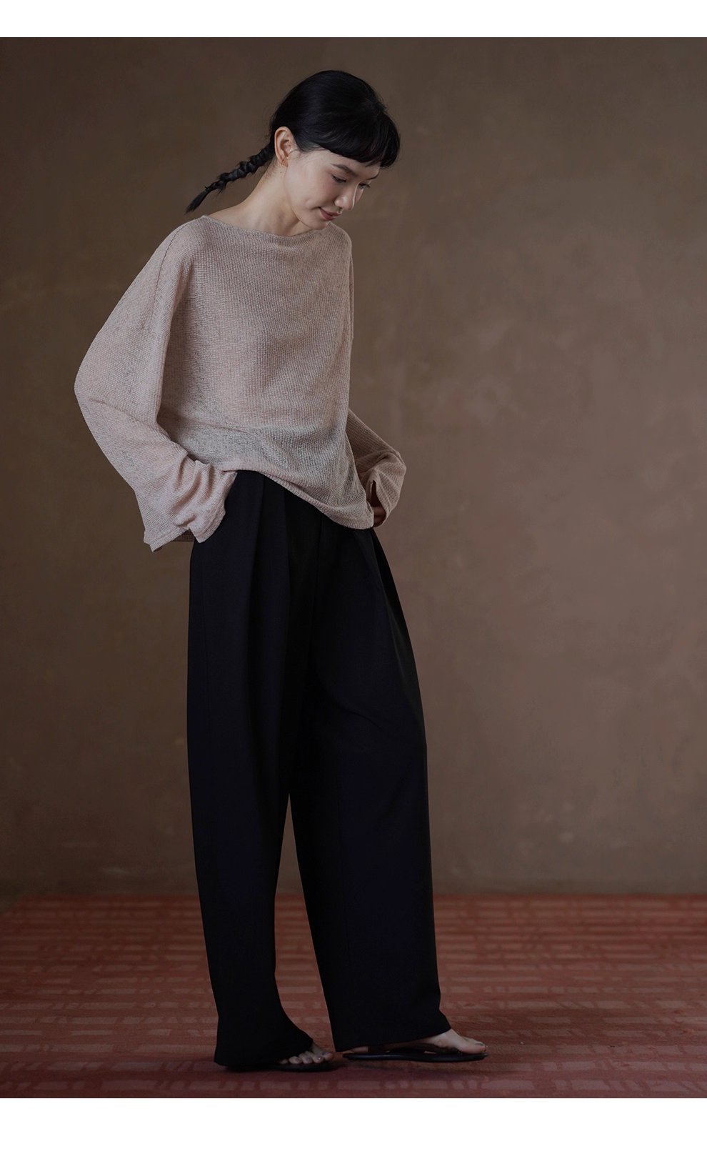 利落職場顯瘦高腰不對稱日字袢設計寬鬆顯瘦長褲女