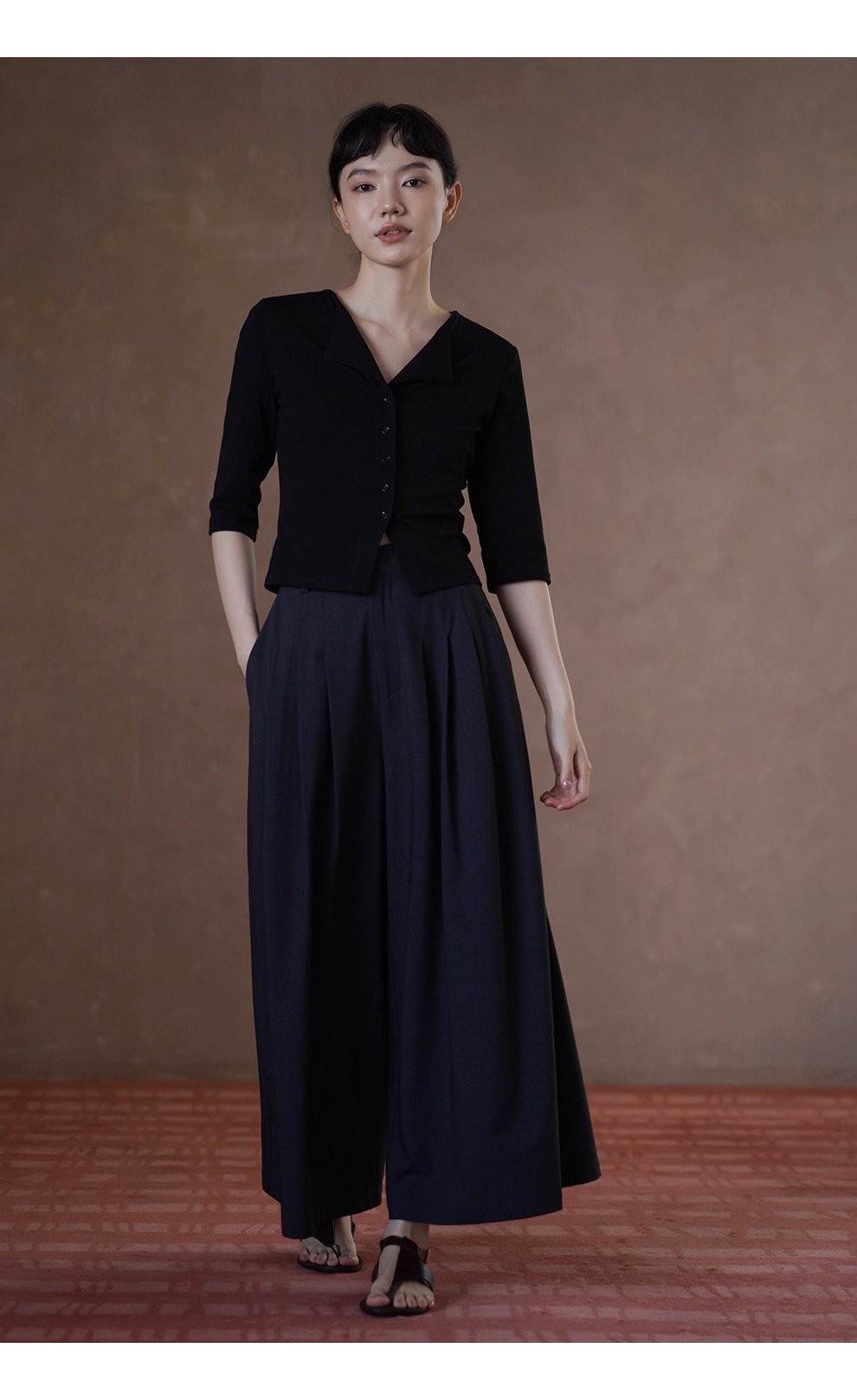 無痛顯瘦神褲綿羊毛萊賽爾混紡爽垂A字闊腿遮肉通勤長褲