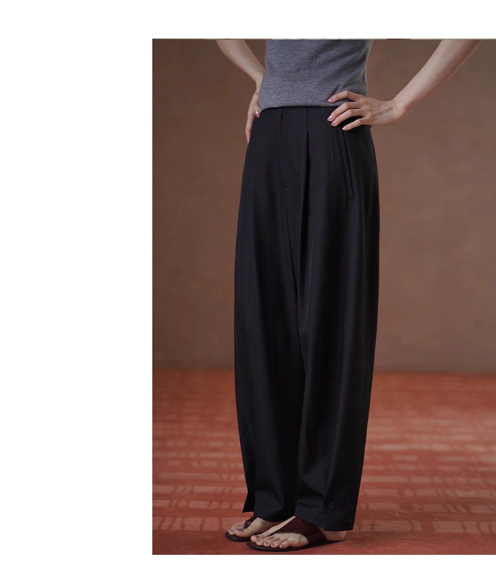 晨會通勤西裝褲垂順顯瘦可調腳口設計通勤闊腿長褲女