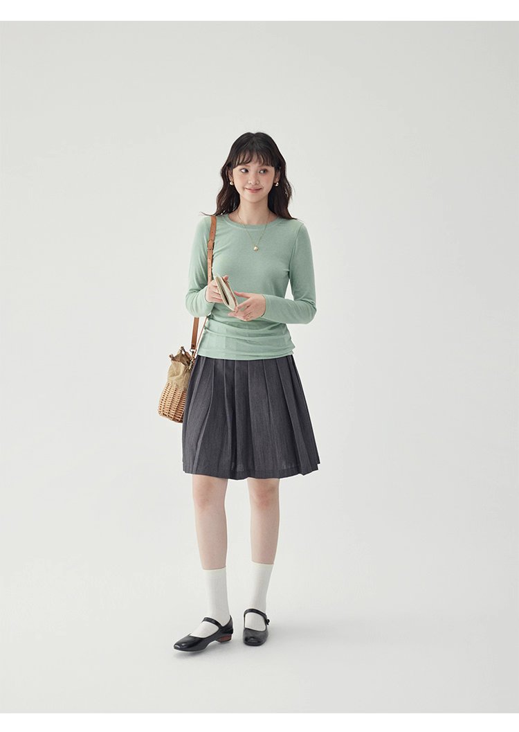 長袖修身薄款羊毛T恤女25秋季新款內搭上衣