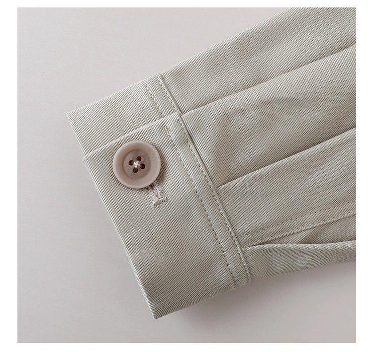 純色單排扣抽繩下擺外套女秋季新款圓領長袖上衣