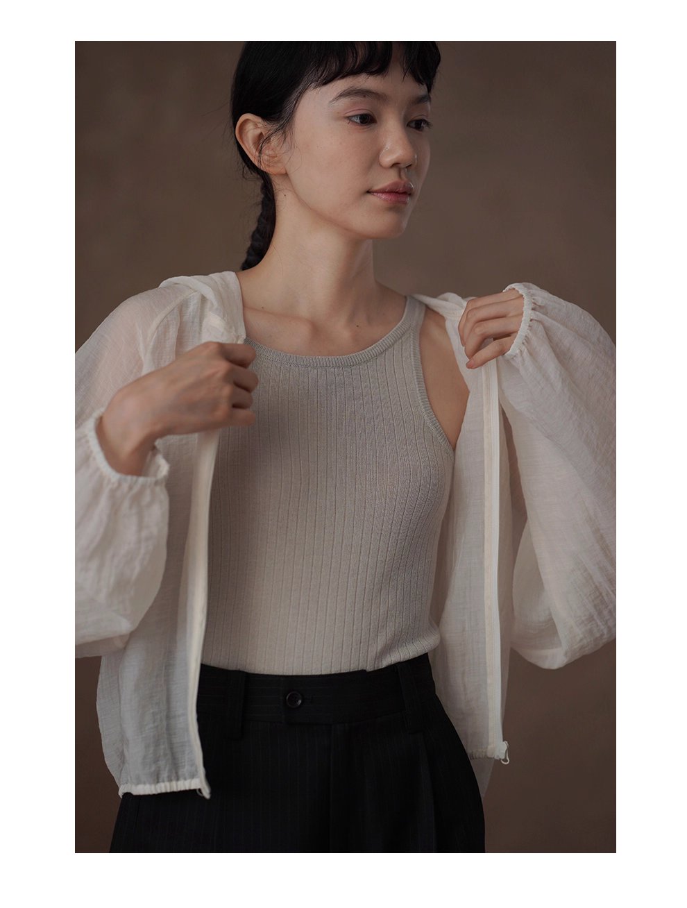 泡沫海洋肌理外套薄款透氣連帽長袖顯瘦休閒寬鬆上衣