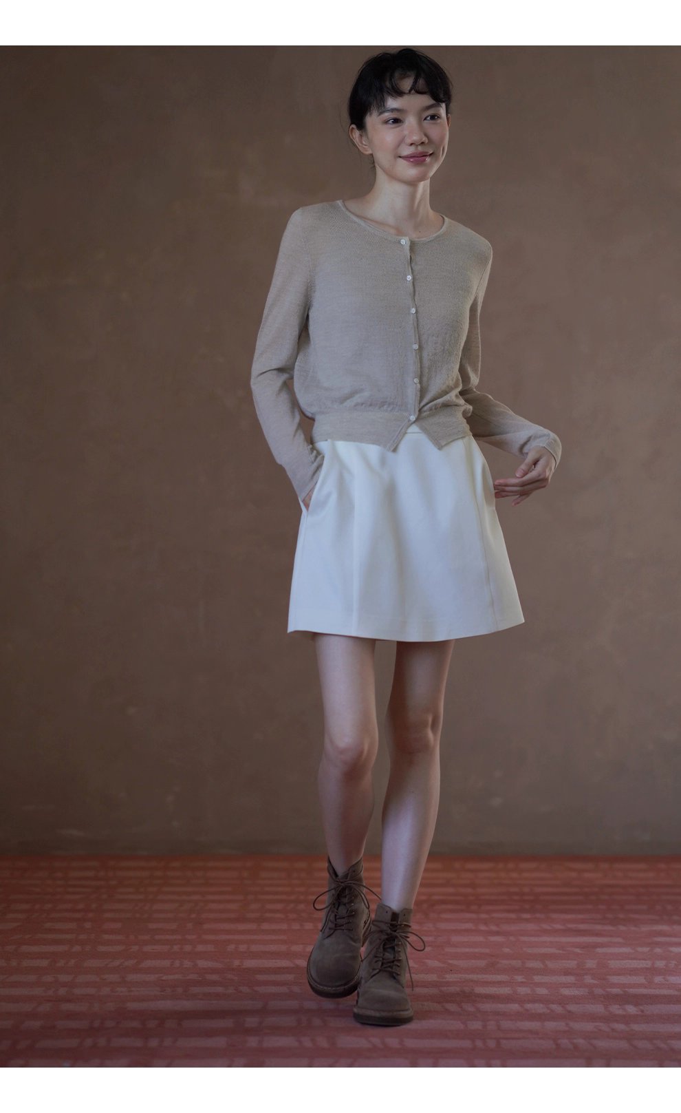 輕柔糯感薄款羊駝綿羊毛混紡蓬鬆朦朧正肩顯瘦針織外套