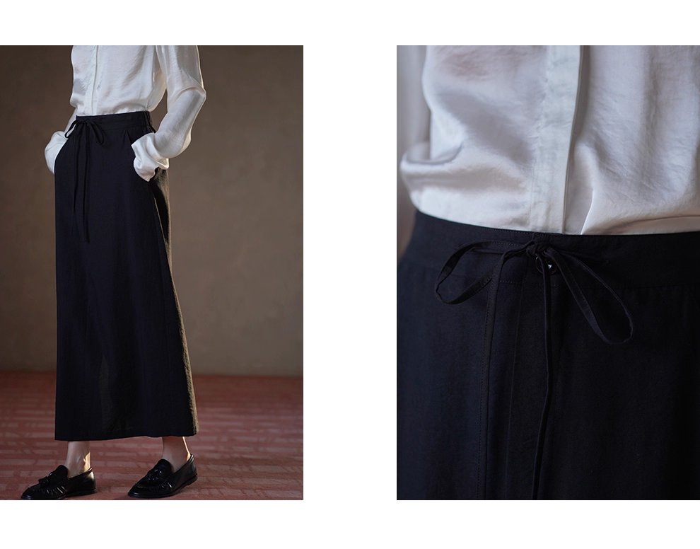 不出錯都會通勤基本款半身裙繫帶顯瘦H型直筒高腰裙女