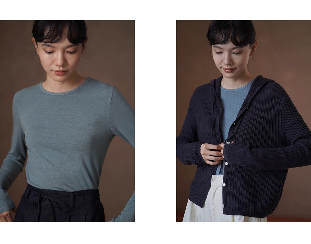 貼身保護舒適彈性軟糯親膚綿羊毛萊賽爾長袖圓領合身T恤