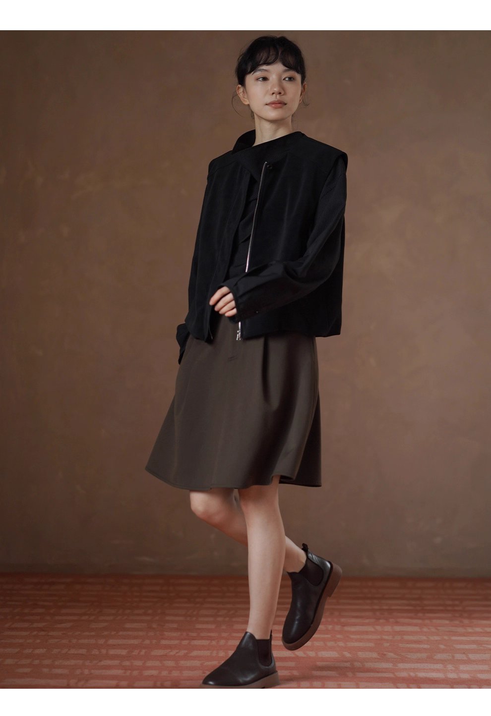 通勤造型低調小格紋寬鬆垂順顯瘦可拆式領巾長袖襯衫女