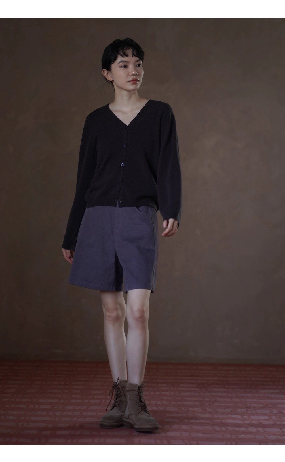 內外兼修蓬鬆軟糯100綿羊毛寬鬆V領顯瘦針織通勤外套女