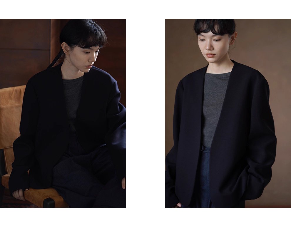 簡約時尚知識分子西裝寬鬆輪廓顯瘦V領高智感氣場外套女