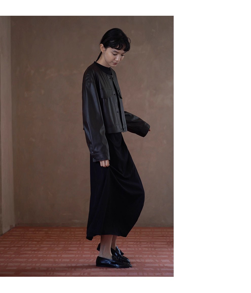 復古回潮細膩軟糯圓領廓形寬鬆顯瘦短款小個子皮衣夾克