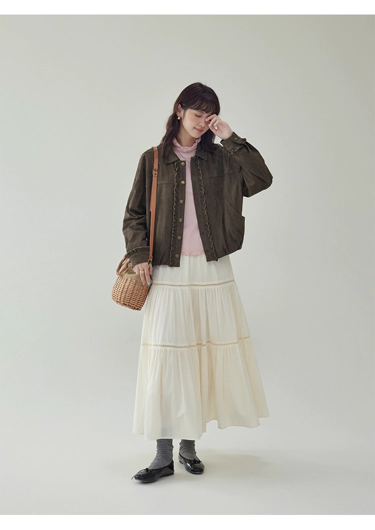 法式純棉拼接中長半身裙女秋季新款鬆緊腰蛋糕裙,法式純棉拼接中長半身裙女秋季新款鬆緊腰蛋糕裙,HBEW2009,法式純棉拼接中長半身裙女秋季新款鬆緊腰蛋糕裙,蛋糕裙擺,全棉面料