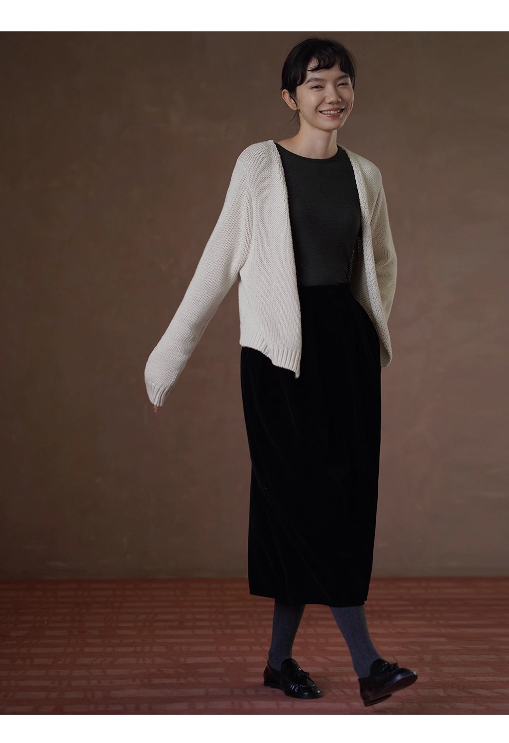 柔軟重工100棉粗棒針編織少女外套慵懶v領顯瘦毛衣開襟衫