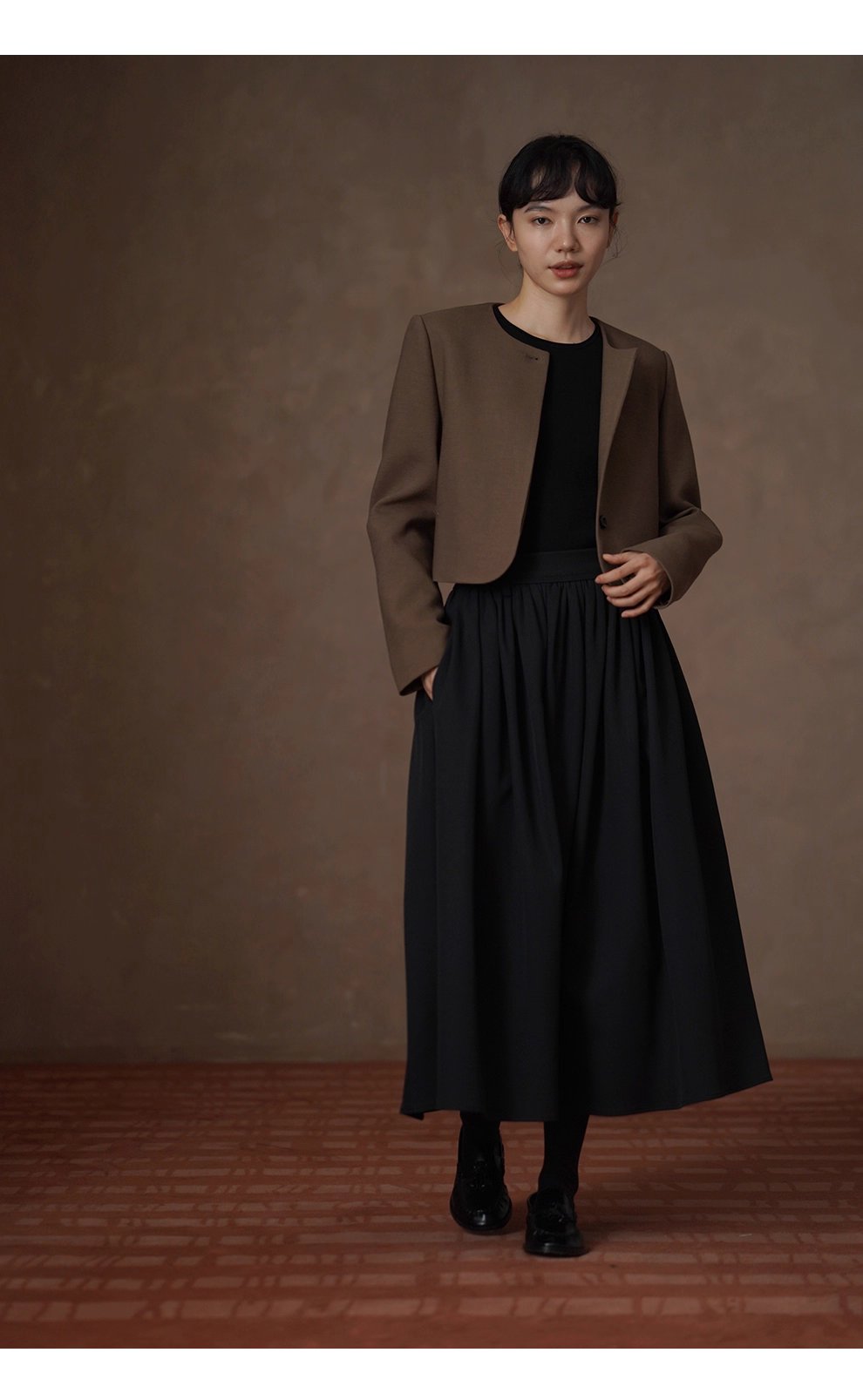 細膩呵護基礎內搭簡約柔軟羊毛混紡捲邊設計針織上衣女