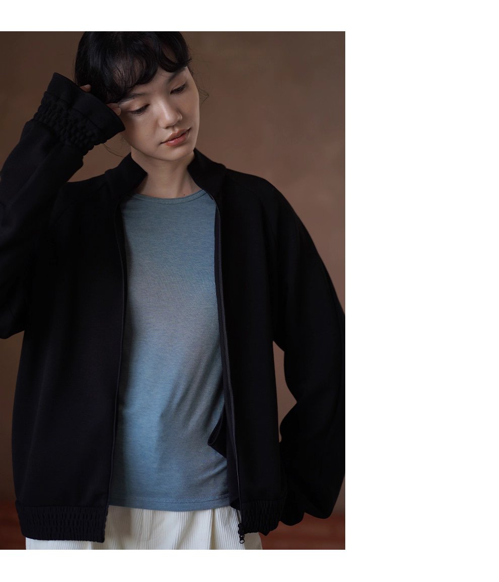 軟糯空氣層垂感寬鬆顯瘦休閒立領外套小眾打攬袖口衛衣