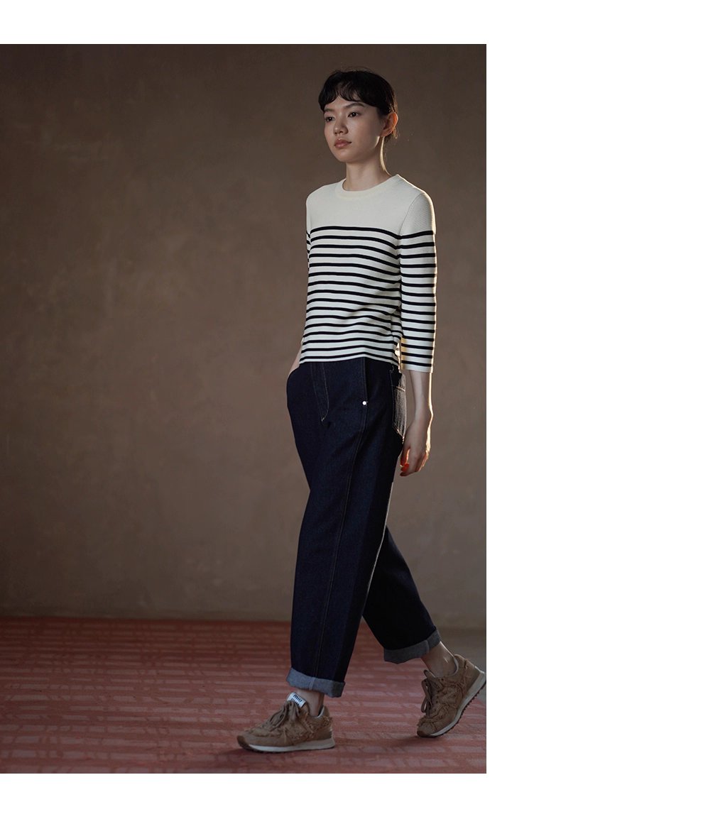 萬年青顯瘦經典版型復古原色直筒高腰不挑人休閒牛仔褲