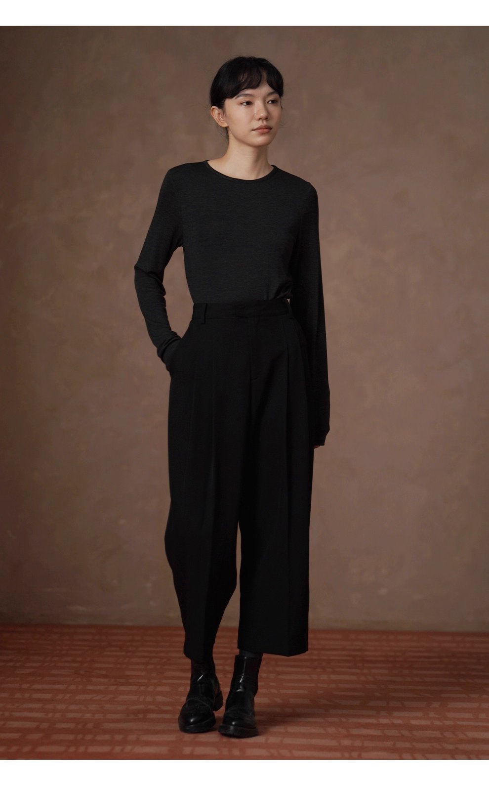 紳士通勤西裝褲俐落剪裁簡約法式高腰顯瘦錐形九分褲女