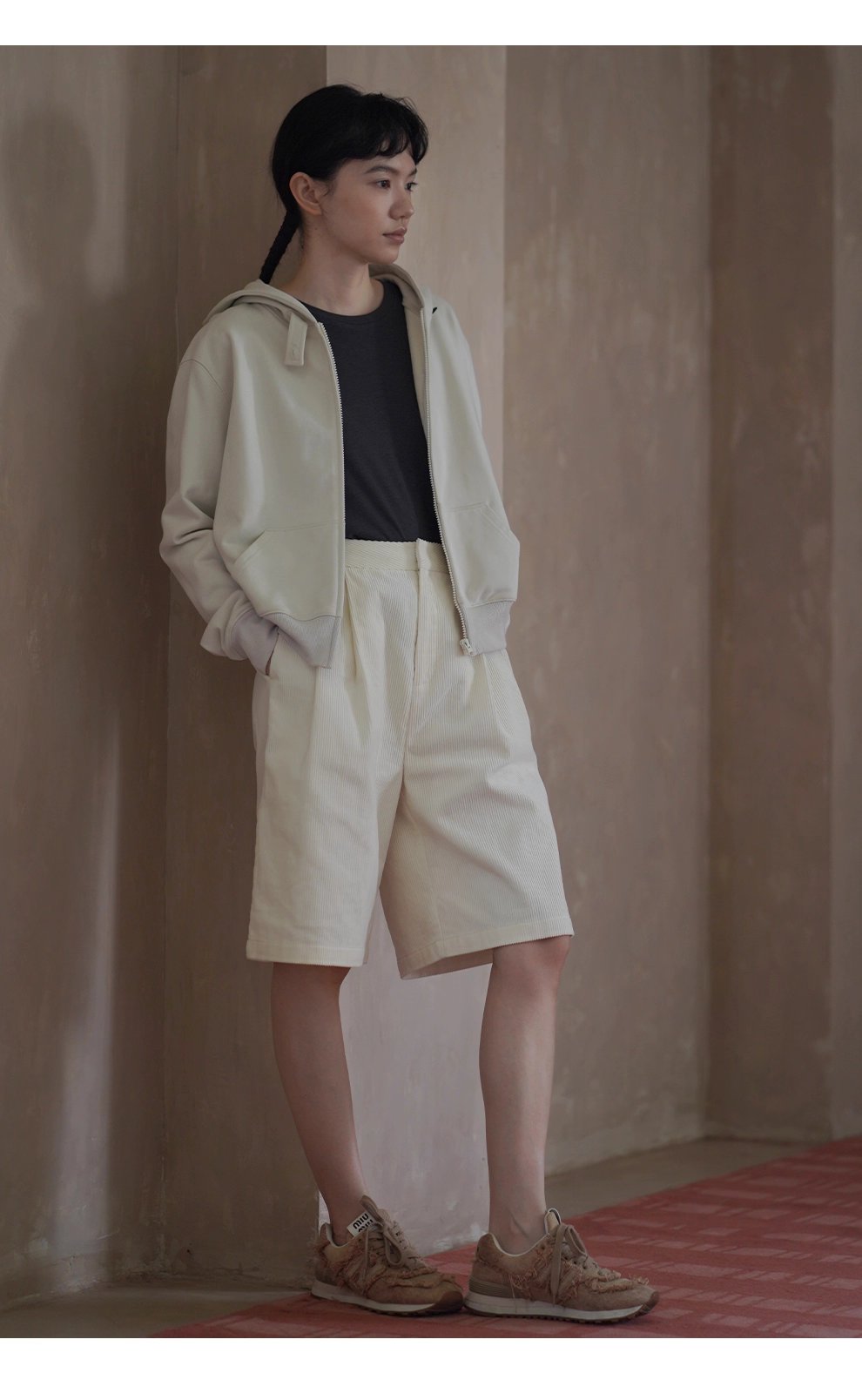 輕鬆休閒高克重親膚100棉針織衛衣布料連帽短版顯瘦外套