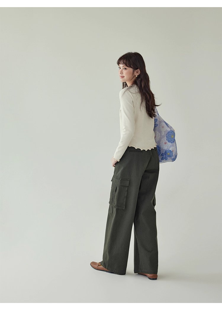 小眾花邊圓領長袖打底T恤女秋新款寬鬆純色上衣