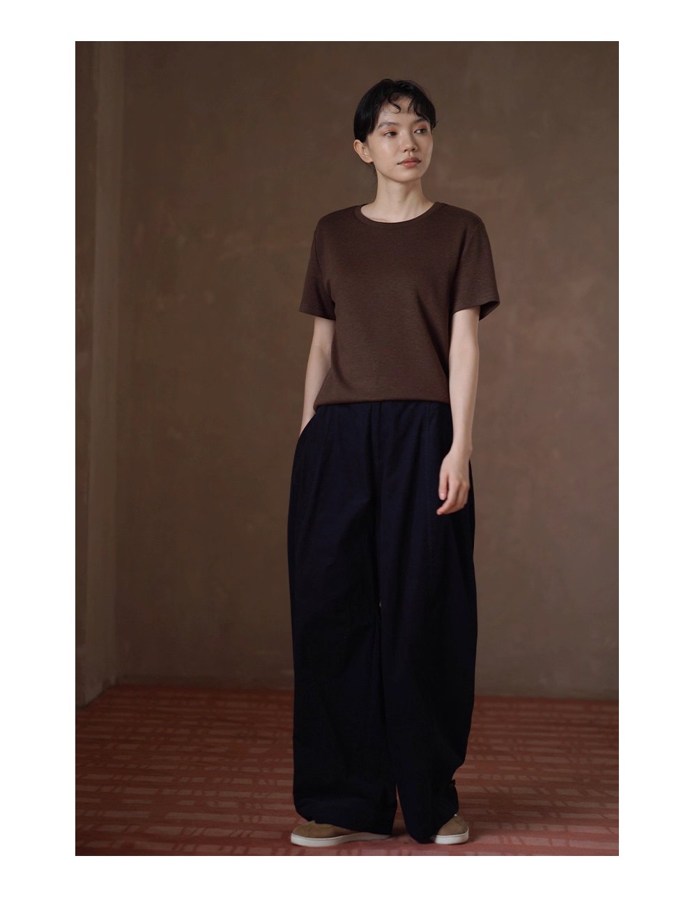 復古柔光細條100棉燈芯絨顯瘦高腰可調式腳口寬鬆長褲女