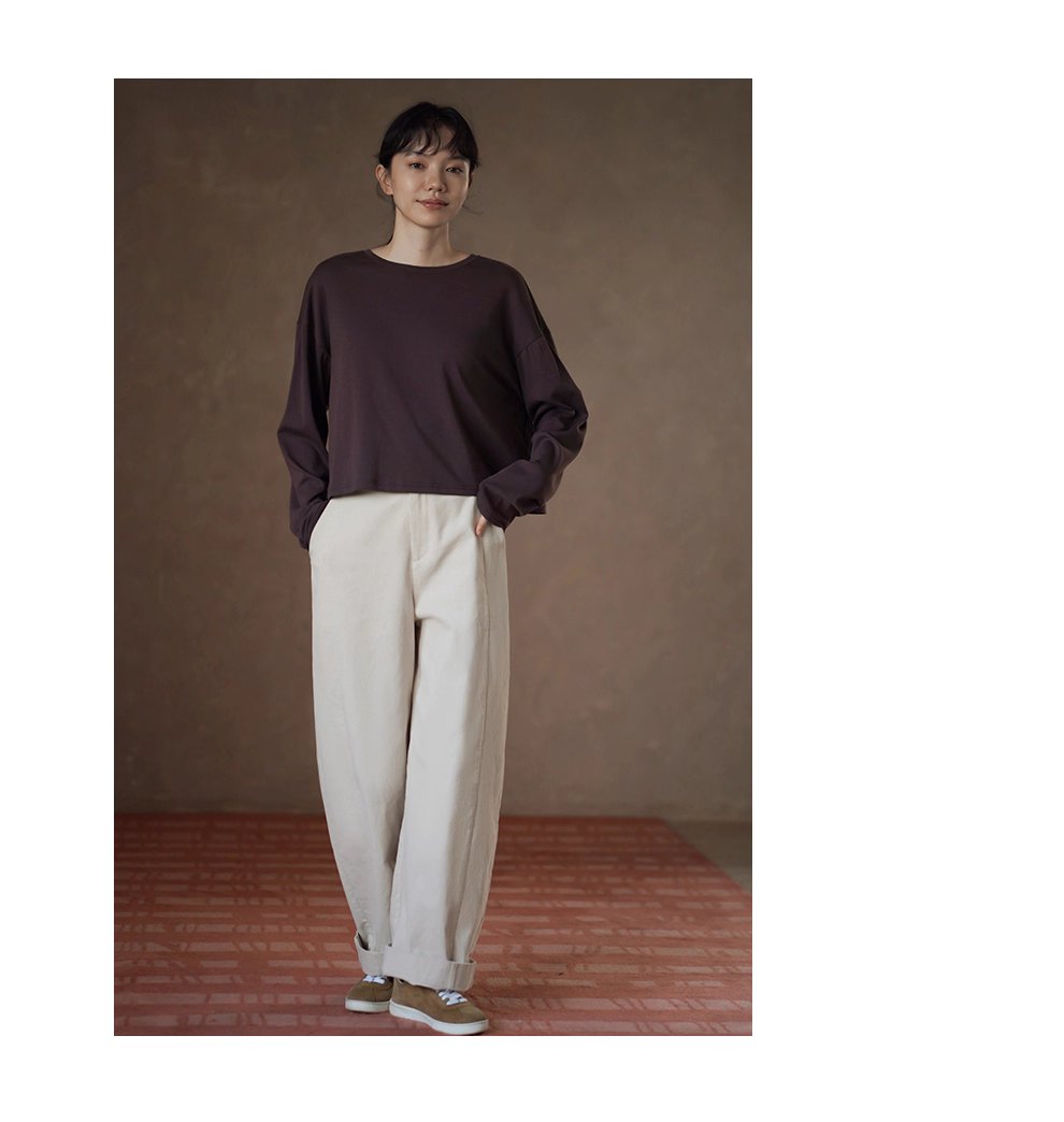 質感加分配色內搭T恤柔軟棉感寬鬆短長袖圓領顯瘦上衣