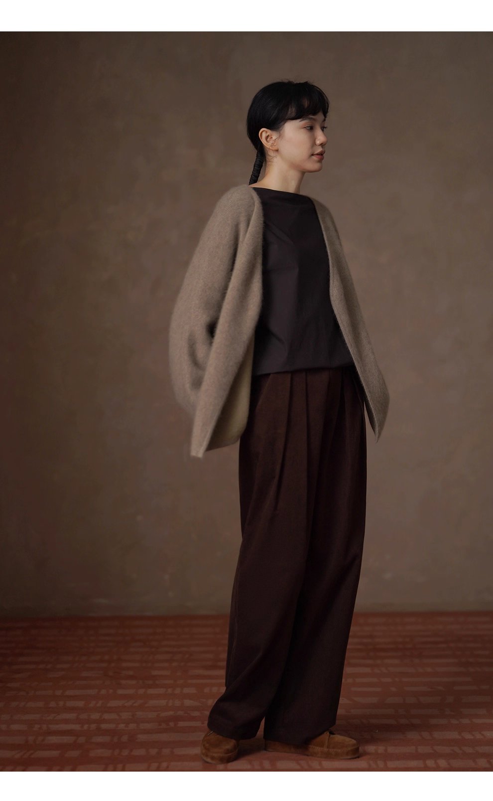 鬆弛代表外套長絨綿羊毛兔毛混紡寬鬆顯瘦簡約通勤開襟衫