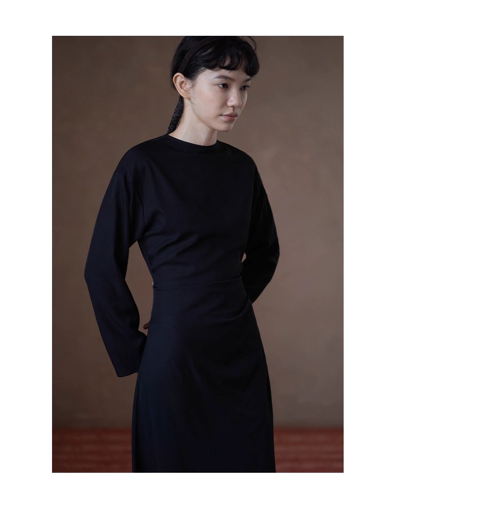 極簡品味優雅貴婦內搭洋裝圓領收腰通勤顯瘦裙子女