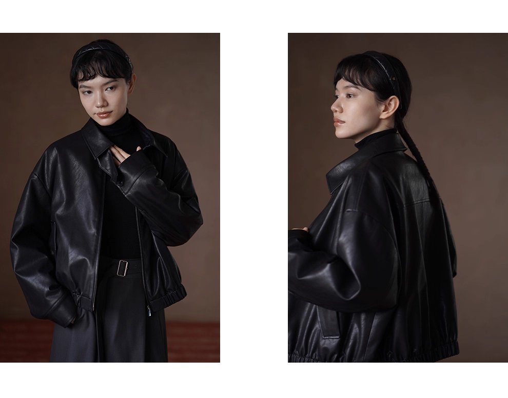 風度溫度並存寬鬆輪廓復古環保夾棉加厚保暖皮衣外套女