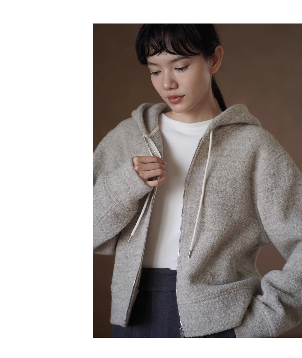 顆粒肌理絨感100綿羊毛輪廓休閒顯瘦連帽衛衣保暖外套女
