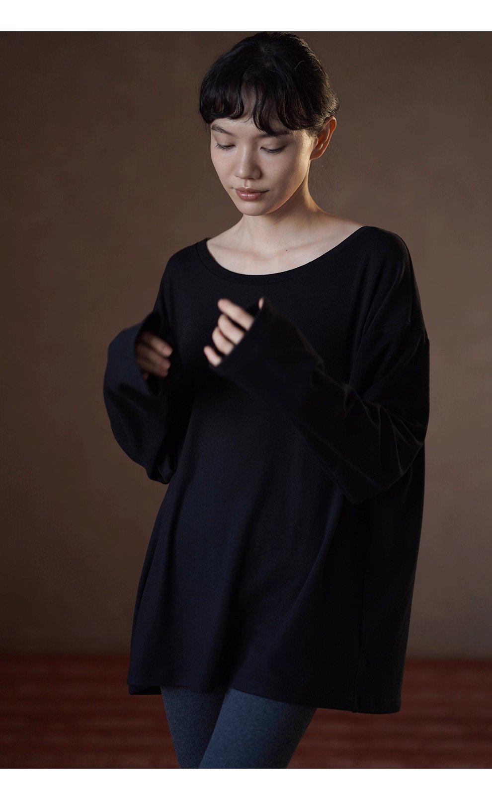 柔軟的慵懶感寬鬆無負擔船領內搭T恤垂感彈性顯瘦上衣女