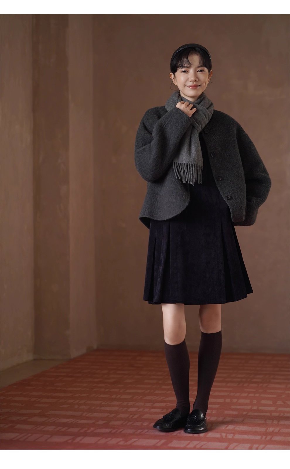 850g羊駝綿羊毛重磅雙面呢絨感寬鬆通勤顯瘦保暖外套女