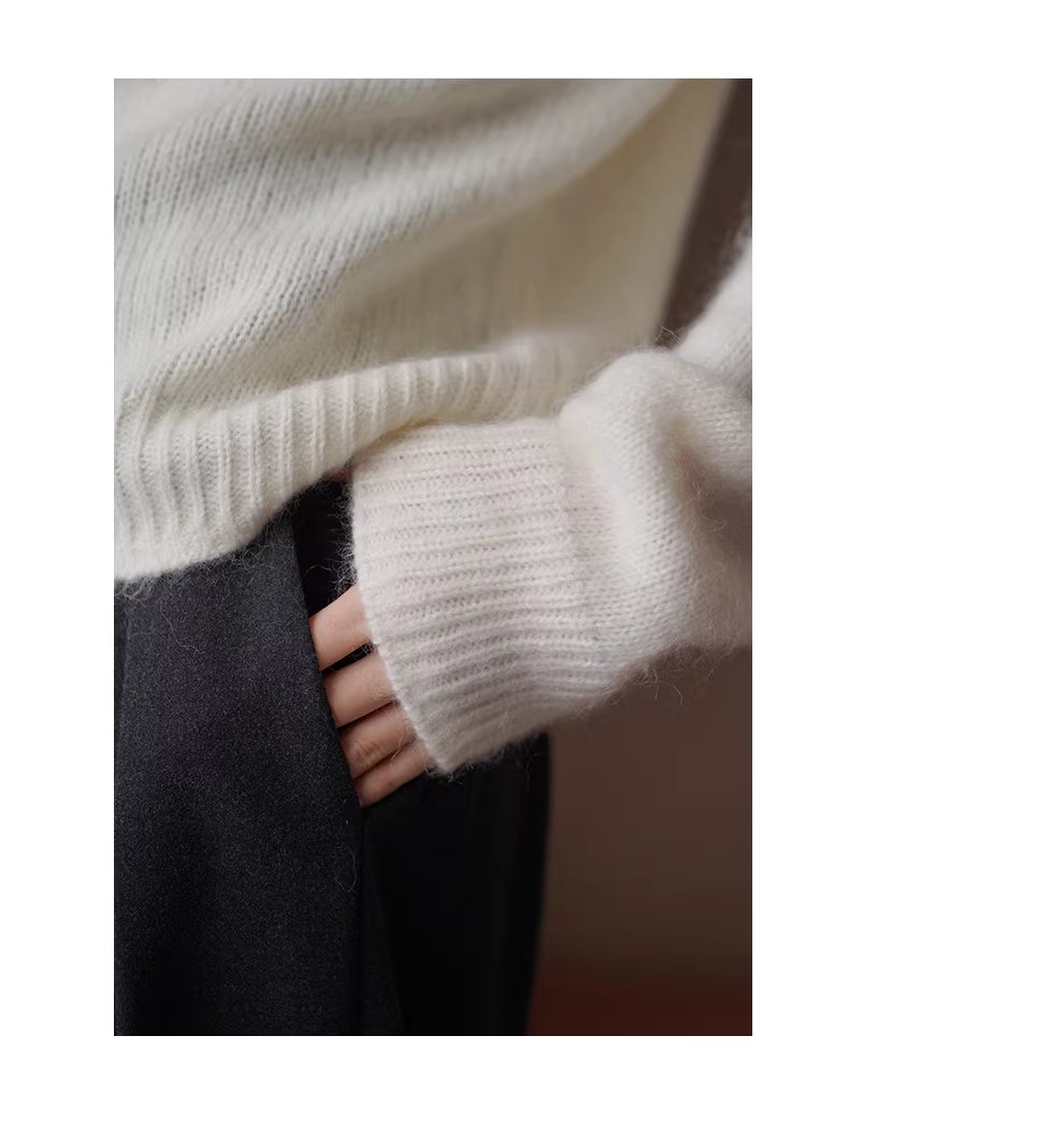 雪落的聲音羊駝絨羊毛馬海毛混紡柔軟蓬鬆寬鬆圓領毛衣,雪落的聲音羊駝絨羊毛馬海毛混紡柔軟蓬鬆寬鬆圓領毛衣,HBEW1138,雪落的聲音羊駝絨羊毛馬海毛混紡柔軟蓬鬆寬鬆圓領毛衣,簡約質感,羊毛混紡