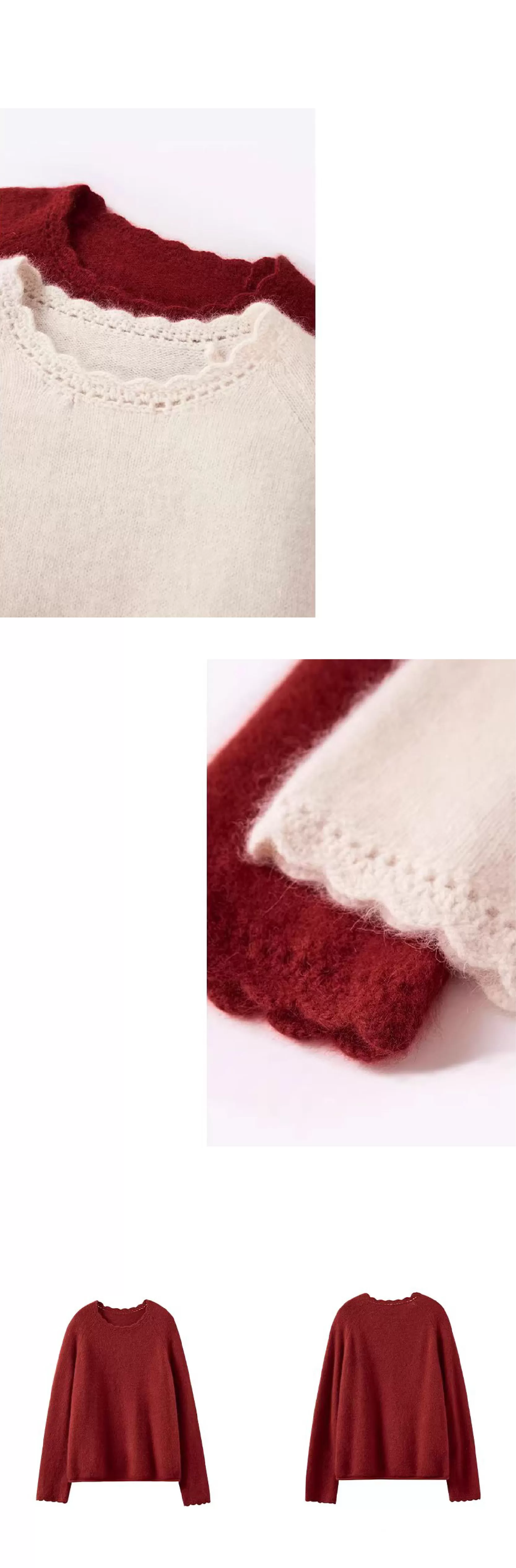 冬天限定細膩手工鉤花領口寬鬆顯瘦內搭羊毛混紡毛衣女,冬天限定細膩手工鉤花領口寬鬆顯瘦內搭羊毛混紡毛衣女,HBEW1172,冬天限定細膩手工鉤花領口寬鬆顯瘦內搭羊毛混紡毛衣女,花邊領口,羊毛混紡